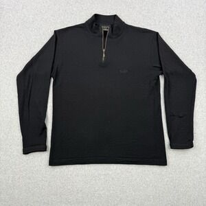 Icebreaker Sweater Mens Medium Black Merino Wool Sport 320 1/4 Zip Pullover